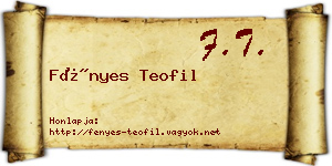 Fényes Teofil névjegykártya